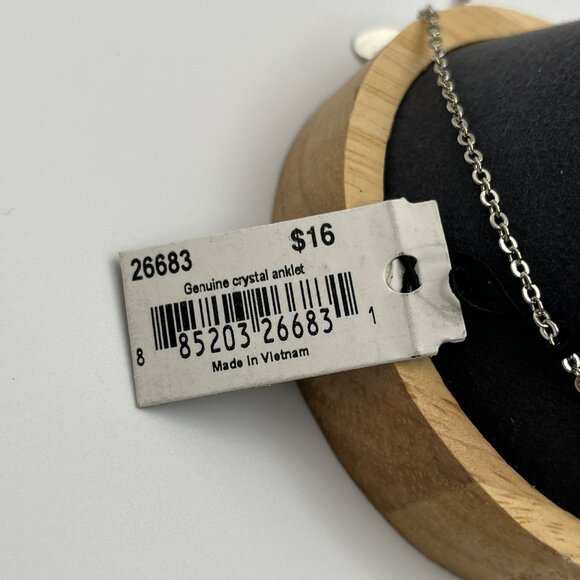 VTG Cookie Lee Genuine Crystal Anklet LOVE Spellout Cancer Awareness Ribbon NEW - Picture 2 of 4